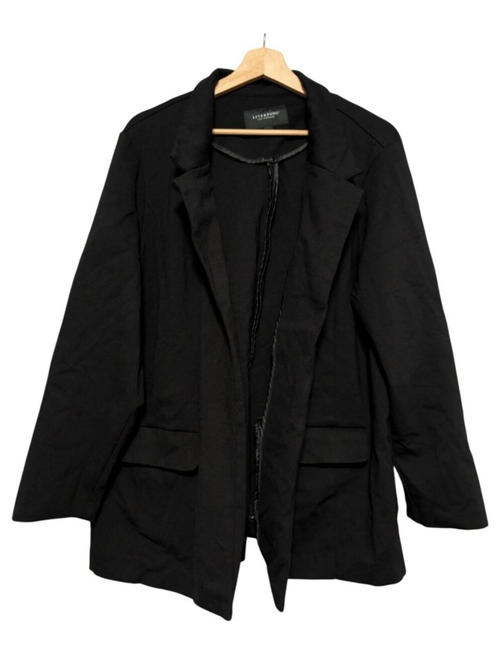Liverpool Los Angeles Black Open Front Knit Boyfriend Blazer Womens Plus Size 2X
